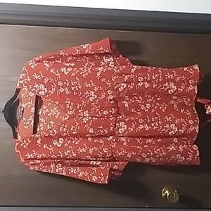 Shein Curve floral Crossover tie back top